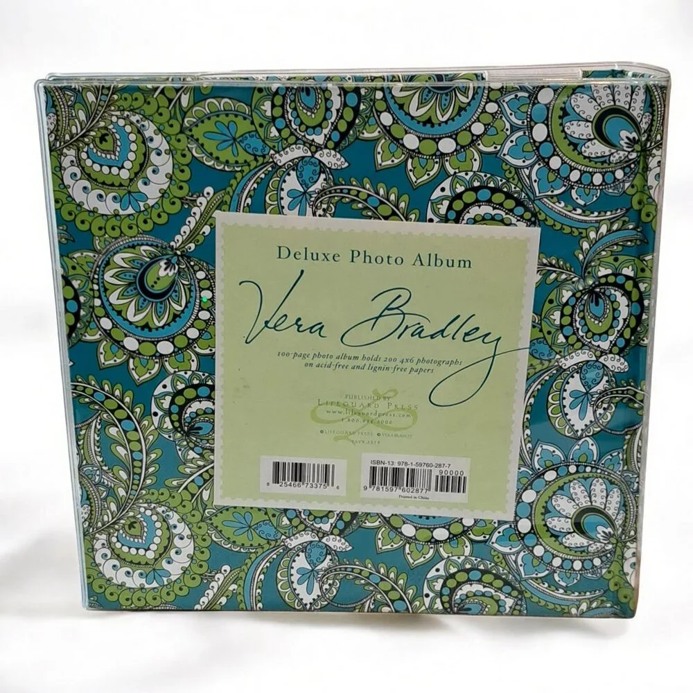 Vera Bradley Deluxe Photo Album Turquoise Peacock Paisley 100 Page 200 Photos